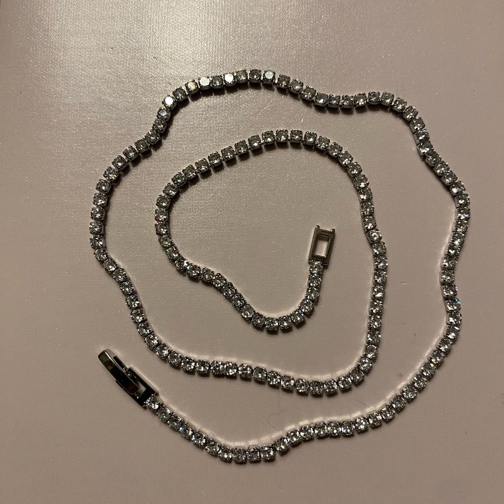 14CT Round Cut Lab Created Diamond 925 Sterling Silver Tennis Necklace
